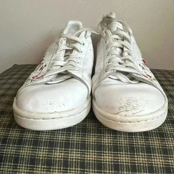 Adidas Stan Smith Women White Red Floral Cherry Blossom Sneakers Shoes Size 7.5 - Picture 5 of 5